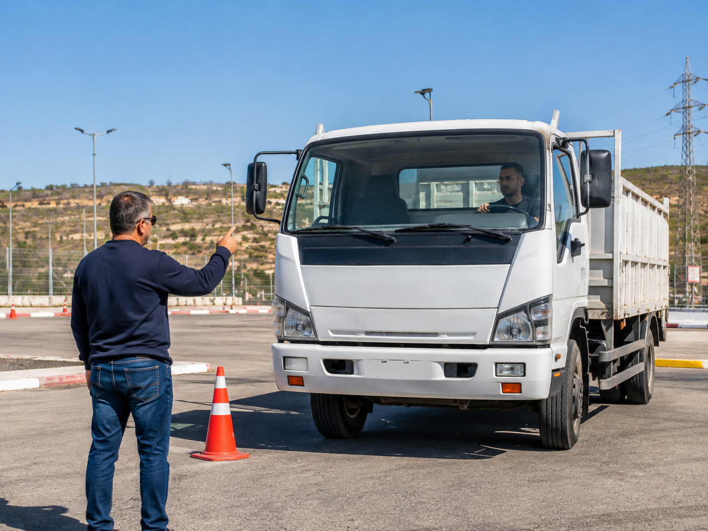כלי רכב מקצועיים בסביבת לימודי נהיגה מקצועית